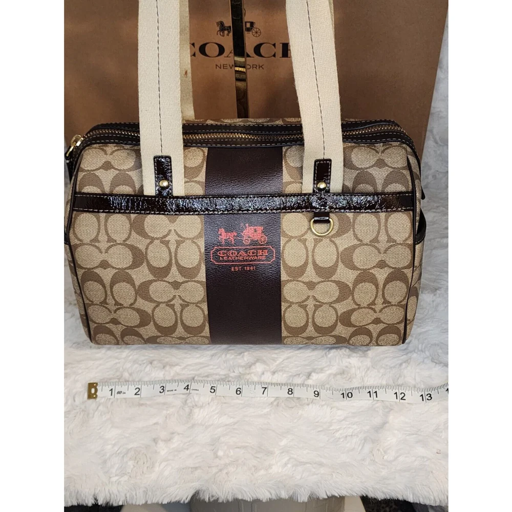 Coach Signature Canvas Satchel in Khaki/Brown